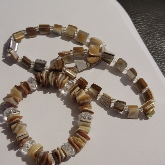 SQUARE cut natural shell tones of brown tan set of 3 - Picture 7 of 7